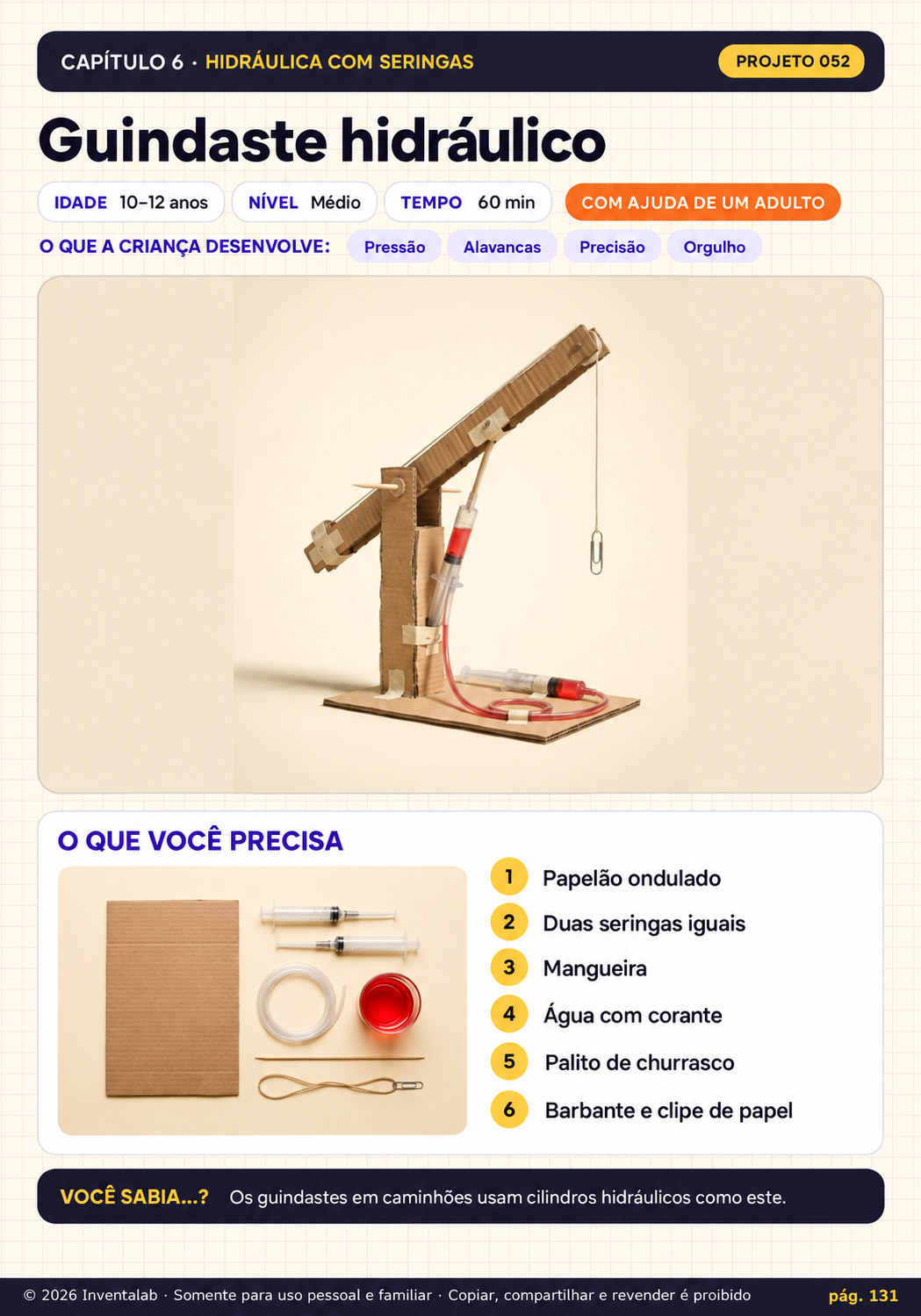 Guindaste hidráulico: projeto e materiais