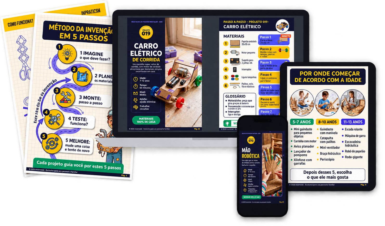 Kit essencial com guias digitais e projetos passo a passo